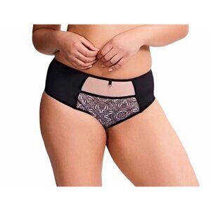 Sculptresse By Panache Size 22/4XL Black Dionne Contrast Panel Brief Panty NWT